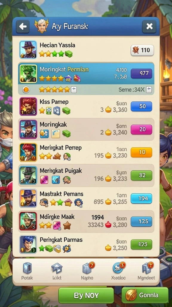 Tampilan karakter yang penuh warna dan detail.