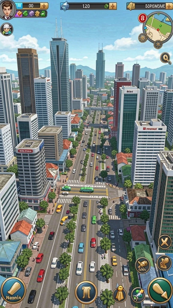 Tampilan utama aplikasi dengan grafis modern.